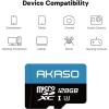 imageAKASO 64GB microSDXC U3 Memory Card with Adapter  Up to 100MBs UHSI C10 U3 Full HD 4K UHD MicroSD Card128GB