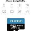 imageAKASO 64GB microSDXC U3 Memory Card with Adapter  Up to 100MBs UHSI C10 U3 Full HD 4K UHD MicroSD Card256GB