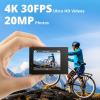 imageAKASO Brave 4 4K30fps 20MP WiFi Action Camera Ultra Hd with EIS 131ft Waterproof Camera Remote Control 5xZoom Underwater Camcorder with 2 Batteries and Bicycle Helmet Accessories Kit