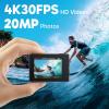 imageAKASO EK7000 4K30FPS 20MP WiFi Action Camera with EIS Ultra HD 131FT Waterproof Underwater Camera Remote Control 4X Zoom Support External Microphone BlackSilver