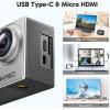 imageAKASO EK7000 4K30FPS 20MP WiFi Action Camera with EIS Ultra HD 131FT Waterproof Underwater Camera Remote Control 4X Zoom Support External Microphone BlackSilver