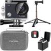imageAKASO V50X Native 4K30fps WiFi Action Camera with EIS Touch Screen 4X Zoom 131 feet Waterproof Camera Support External Mic Remote Control with Helmet Accessories Without 64GB MicroSD CardWith Selfie Stick Tripod and Carry Bag