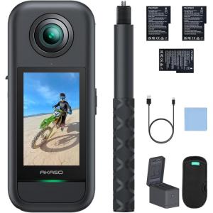 imageAKASO 360 Weatherproof 360 Action Camera Creator Combo 57K 360 Video with 12quot 48MP Sensors 72MP 360 Photo 360SuperSmooth Touchscreen Invisible Selfie Stick 360 Horizon Lock AI Tracking