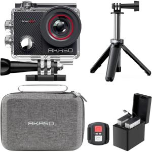 imageAKASO EK7000 Pro 4K30fps Action Camera with Touch Screen EIS 131ft Waterproof Underwater Camera Remote Control 5X Zoom with Helmet Accessories Kit StandaloneWith Selfie Stick Tripod and Carry Bag