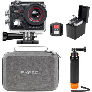 imageAKASO EK7000 Pro 4K30fps Action Camera with Touch Screen EIS 131ft Waterproof Underwater Camera Remote Control 5X Zoom with Helmet Accessories Kit StandaloneWith Floating Hand Grip and Carry Bag