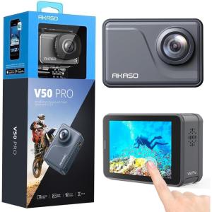 imageAKASO V50 Pro Native 4K30fps 20MP WiFi Action Camera with EIS Touch Screen 100 feet Waterproof Camera Web Camera Support External Mic Remote Control Sports Camera with Helmet Accessories Kit