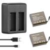 imageAKASO 2 x 1050mAh Rechargeable Action Camera Battery with USB Dual Charger for AKASO EK7000EK7000 ProBrave 4 Action Camera