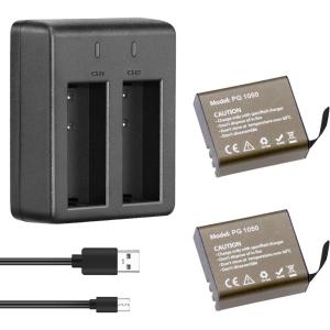 imageAKASO 2 x 1050mAh Rechargeable Action Camera Battery with USB Dual Charger for AKASO EK7000EK7000 ProBrave 4 Action Camera