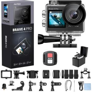 imageAKASO Brave 4 Pro 4K30FPS Action Camera  131ft Underwater Camcorder Waterproof Camera with Touch Screen Advanced EIS Remote Control 5X Zoom Underwater Camera Support External MicStandalone