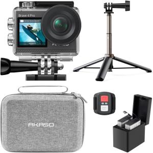 imageAKASO Brave 4 Pro 4K30FPS Action Camera  131ft Underwater Camcorder Waterproof Camera with Touch Screen Advanced EIS Remote Control 5X Zoom Underwater Camera Support External MicWith Selfie Stick Tripod