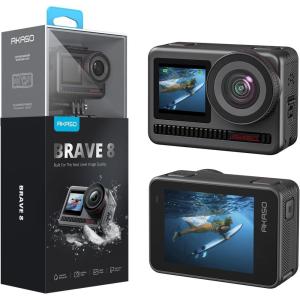 imageAKASO Brave 8 4K60FPS Action Camera 48MP Photo Touch Screen Waterproof Super Wide Angle 16x Slomo SuperSmooth Stabilization Underwater Camera with Remote Control Helmet Accessories Brave 8
