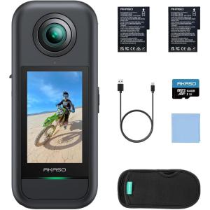 image:imageAKASO 360 Weatherproof 360 Action Camera  57K 360 Video with 12 48MP Sensors 72MP 360 Photo 360SuperSmooth Invisible Selfie Stick Effect 360 Horizon Lock AI Tracking with 64GB MicroSD Card